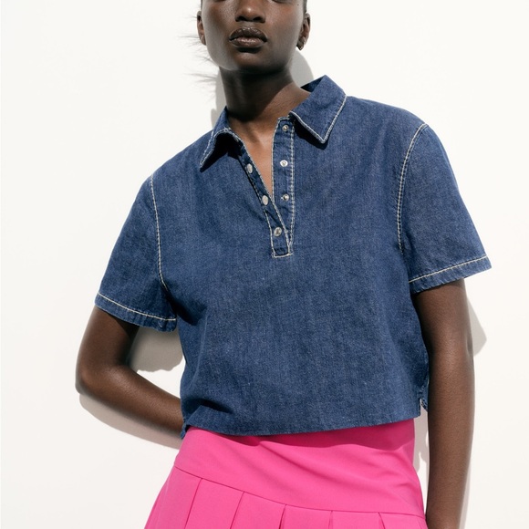 ZARA - TRF Denim Polo Shirt - SIZE XL - Picture 1 of 6